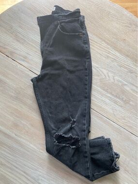 Abercrombie & Fitch Black Slim Straight Jeans with Distressed Detail